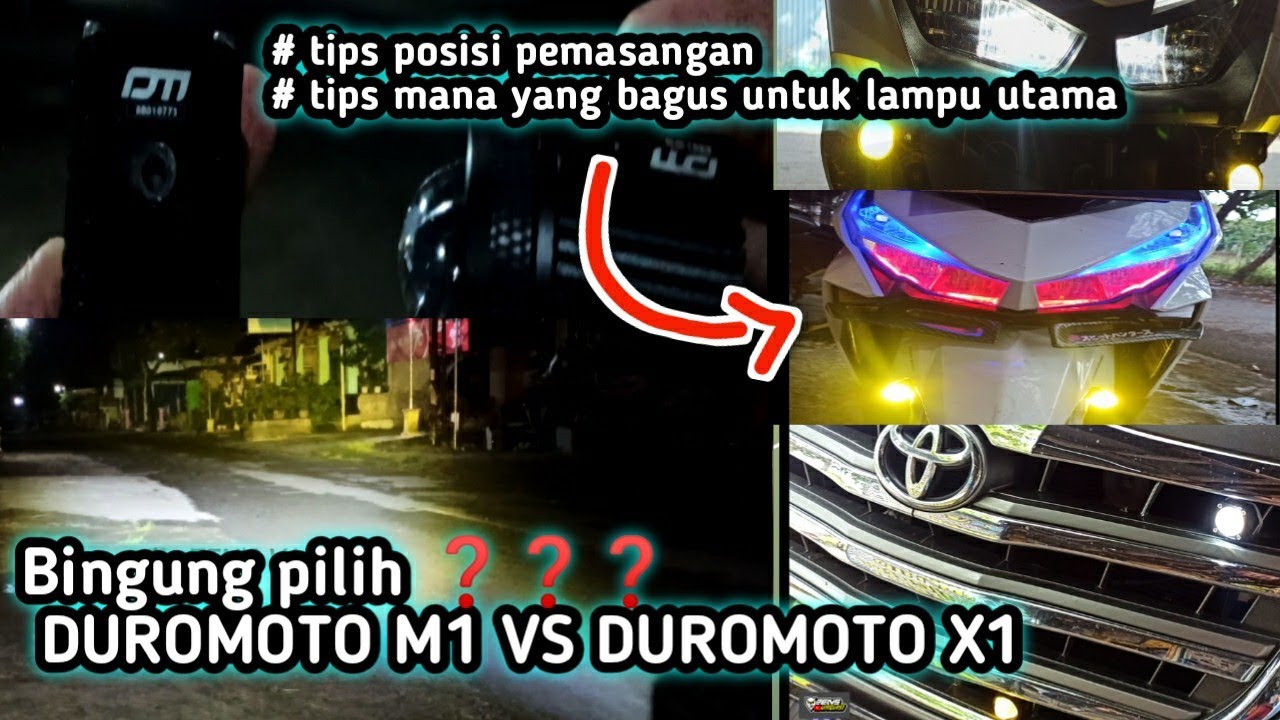 DUROMOTO X1 VS DUROMOTO M1‼️D2 Laser Lampu Tembak mobil dan motor super terang