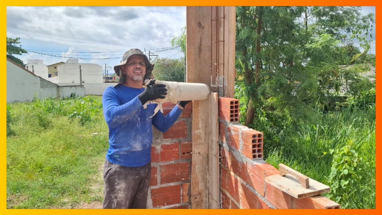 CONSEGUIMOS ENCHER AS COLUNAS DA NOSSA CASA/ECONOMIZEI COM ESSA FERRAMENTA QUE INVENTEI PARA OBRA
