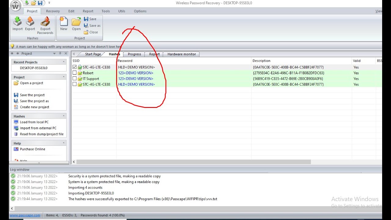 Wireless Password Recovery