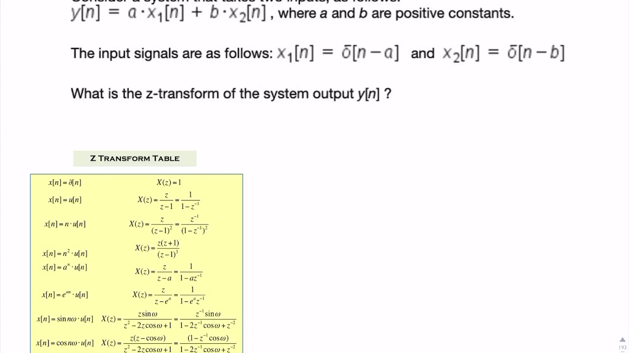 Example: z-transform of delayed impulses