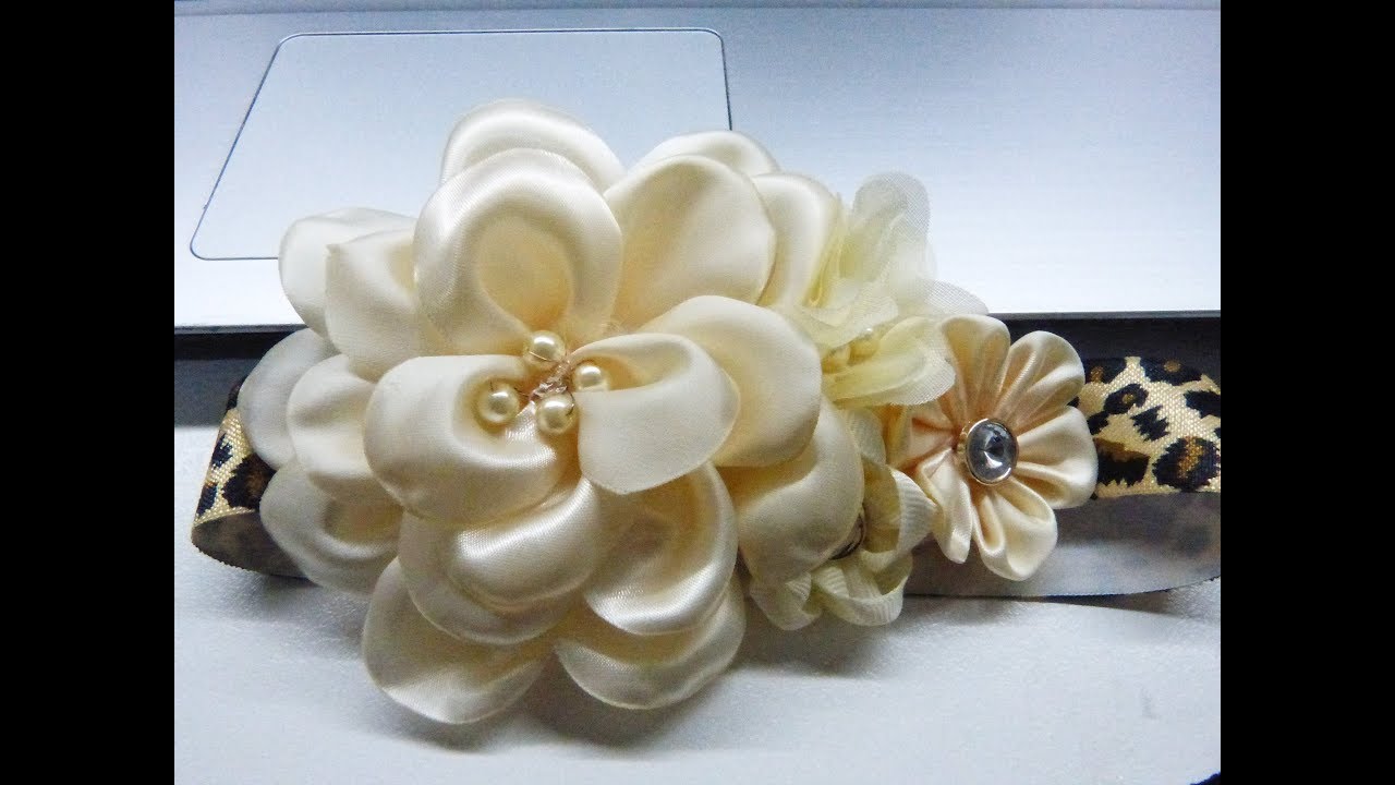 Como Hacer Flores de Liston diferentes tamaños  y formas ,Tiara con flores