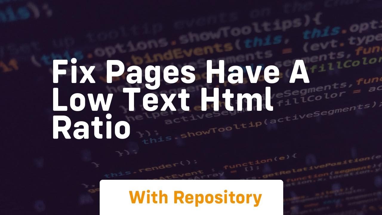 Fix pages have a low text html ratio