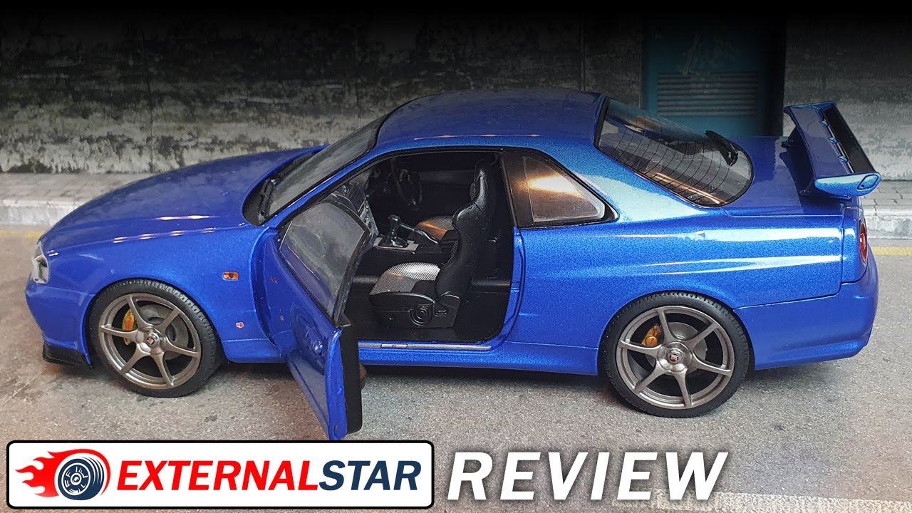 Review: Nissan Skyline GT-R (R34) year 1999 bayside blue 1:18 by Solido