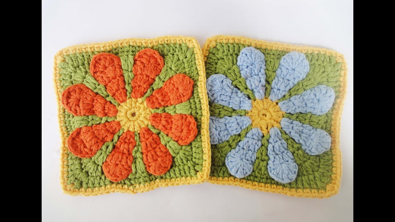 Квадратный мотив с цветком  The square motif with flower Crochet