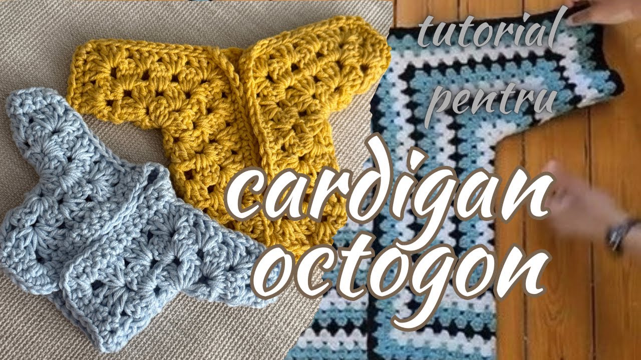 Cardigan octogonal dintr-o singură bucată. Model simplu, perfect pentru vară și fire cu degrade lung