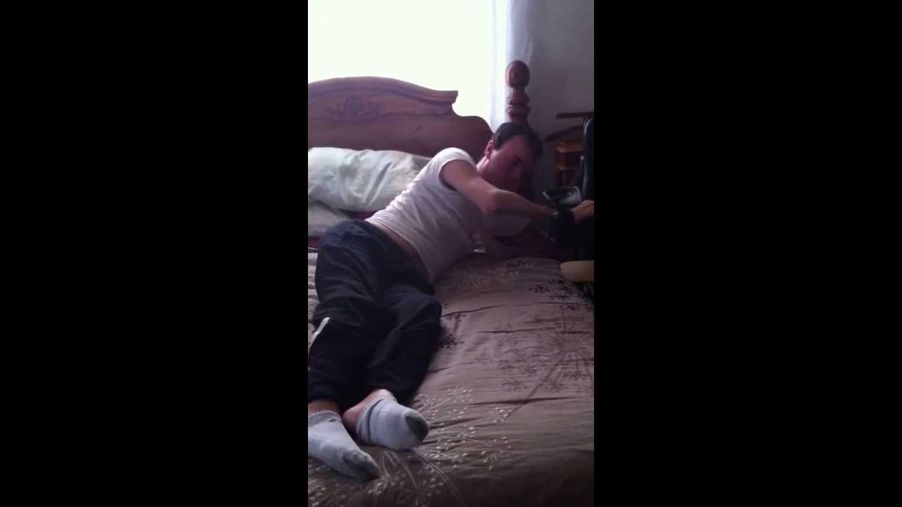 Quadriplegic bed transfer getting in and out of bed. Real time