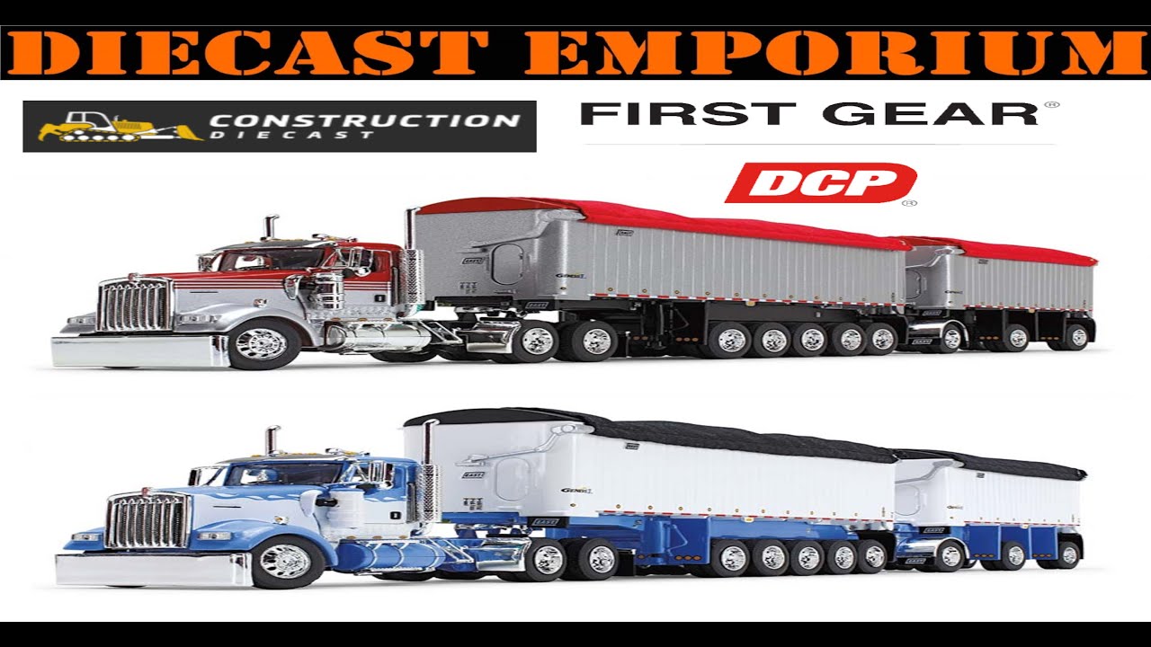 Масштаб 1:64 DCP от First Gear Kenworth W900L с 31-футовыми и 20-футовыми самосвальными прицепами...