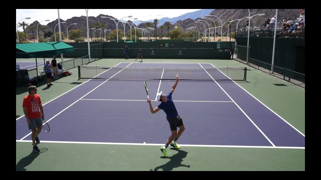 Milos Raonic Serve Practice Slow Motion - Indian Wells BNP Paribas Open 2018
