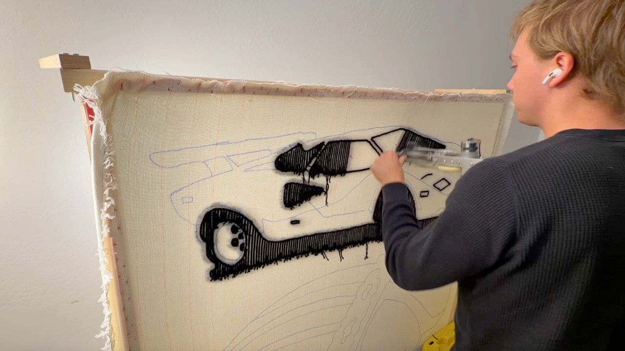 FULL TIMELAPSE | Tufting Lamborghini Countach Rug for Doug Demuro