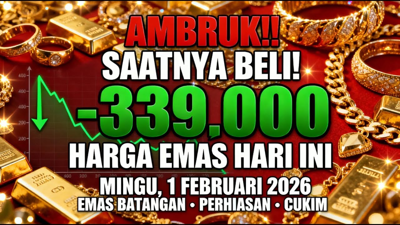 Harga Emas Hari Ini Minggu 1 Februari 2026 ANJLOK TAJAM! Antam, UBS & Galeri 24 Rontok