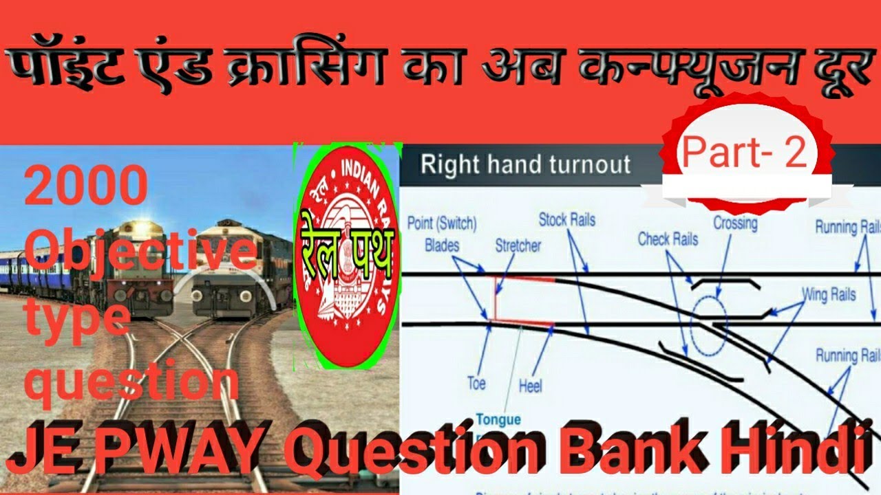 Railway Point & Crossing, पॉइंट एंड क्रासिंग,JE PWAY Question Bank Hindi, Ldce 20%#Rail_Path Part- 2
