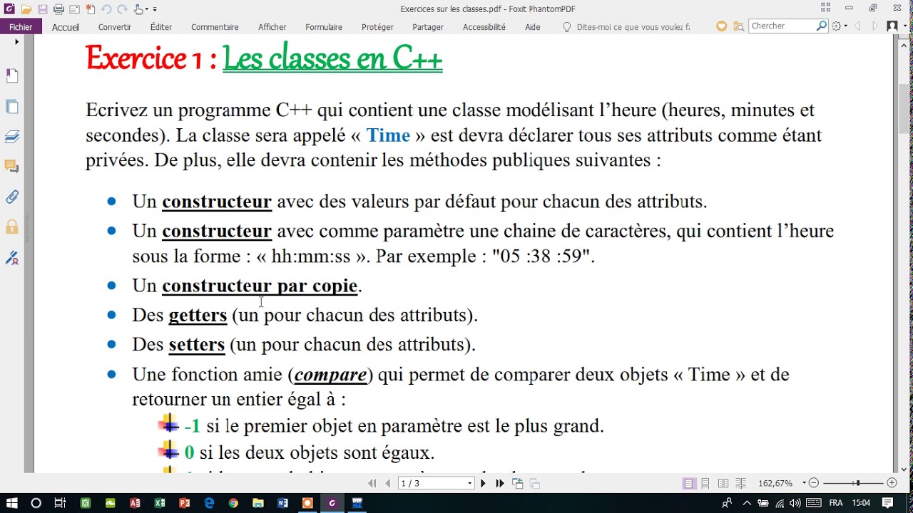 Exercice 1 sur les classes en C++ partie 1