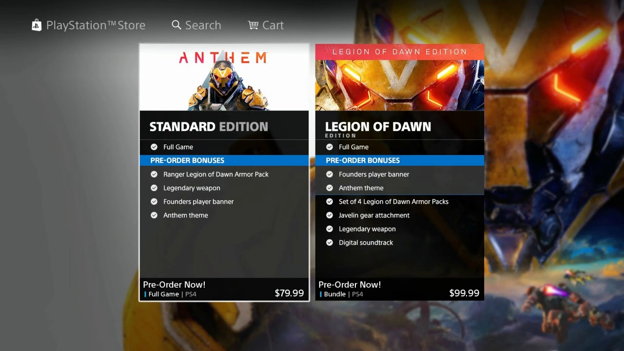 Anthem PS4 Release Date /Pre-order Bundles