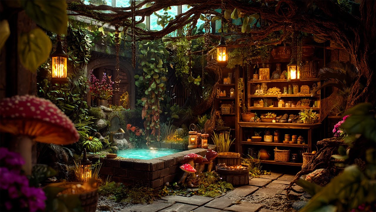 Cozy Exotic Plants Healing Nook | Soft Flute Music & Spa Ambience | Relaxes, Stress Relief, Heals