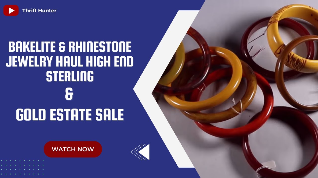 Bakelite & Rhinestone Jewelry Haul: High-End Sterling & Gold Treasures from Estate Sale  #153 pt2