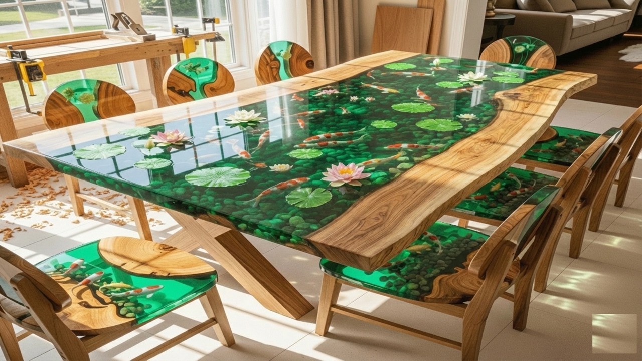 How I Turned Raw Wood Into A Masterpiece The Shimmering Koi Fish River -   Click To Watch!