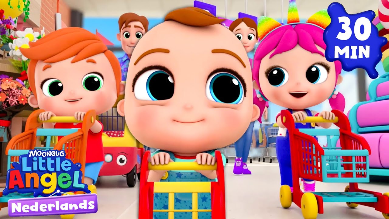 Laten we naar de supermarkt gaan | Little Angel | Moonbug Kids Nederlands - Kindertekenfilms