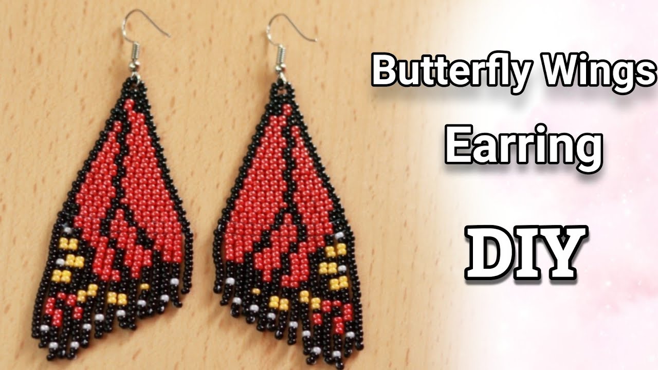 Beaded Butterfly Wings Earring | Fringe | Native American Style | How to make | Diy #diy #earring