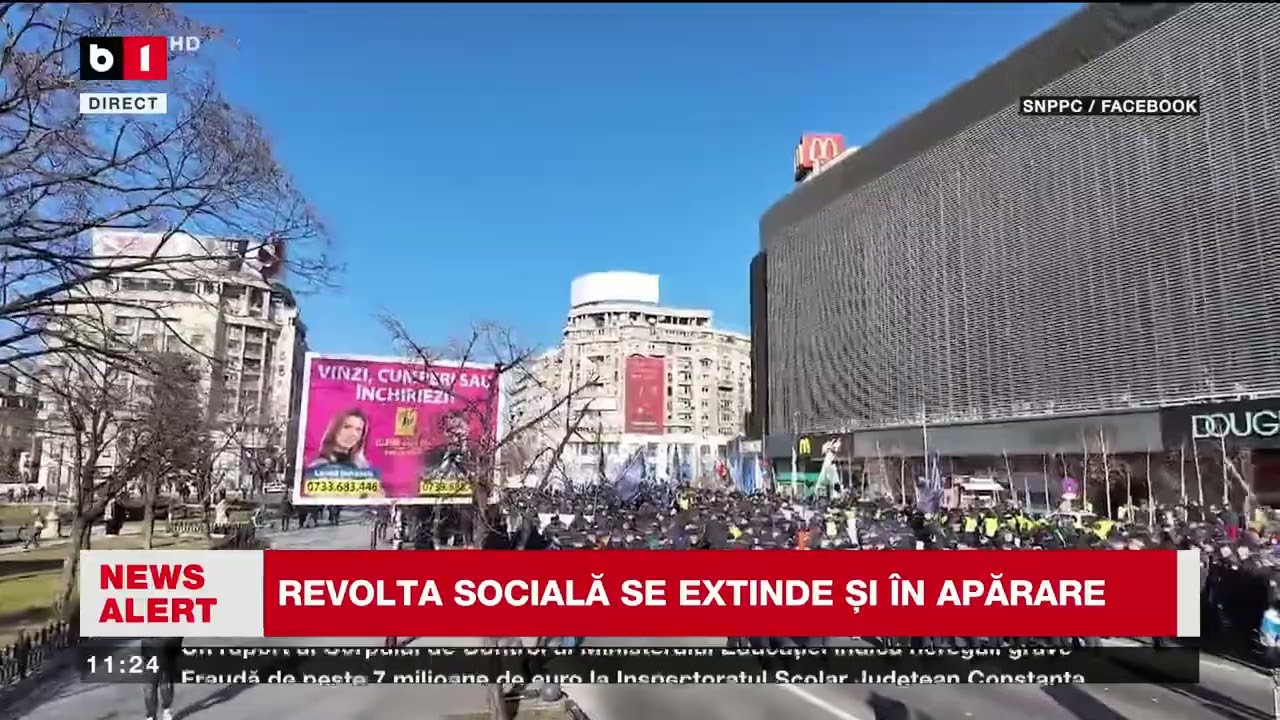REVOLTA SOCIALĂ SE EXTINDE ȘI ÎN APĂRARE. PROTEST MAI LA PALATUL VICTORIA_Știri B1TV_24 febr. 2026