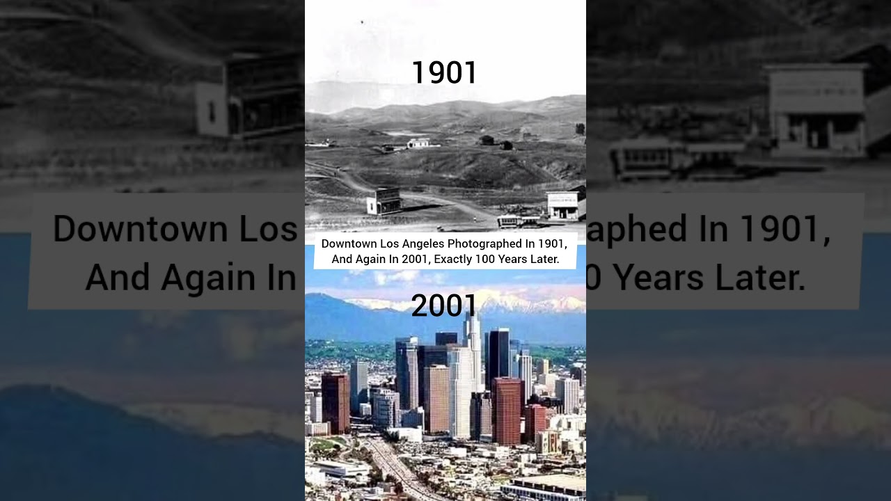 Downtown Los Angeles Photographed In 1901, And Again In 2001, Exactly 100 Years Later.