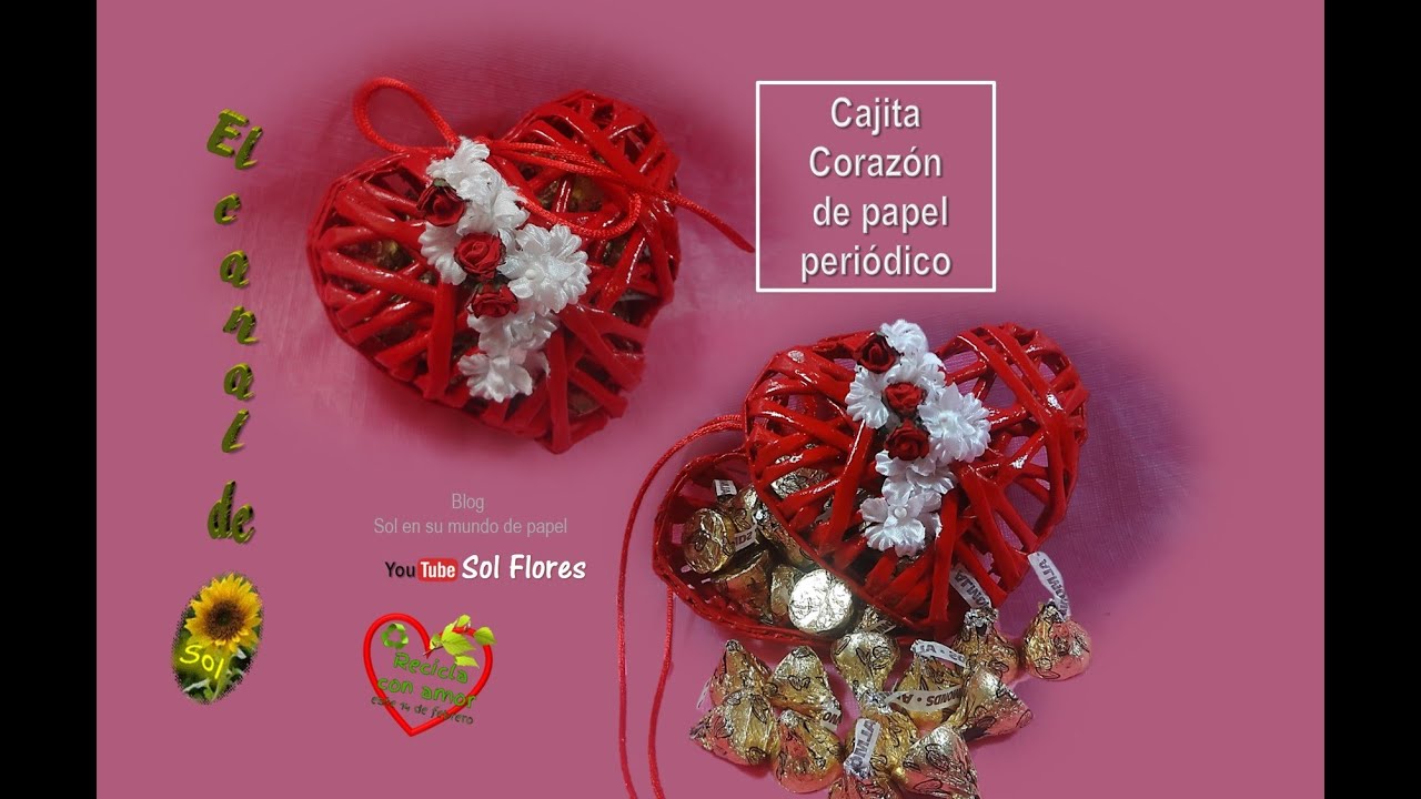 Cajita corazón de papel periódico - Box heart of newsprint