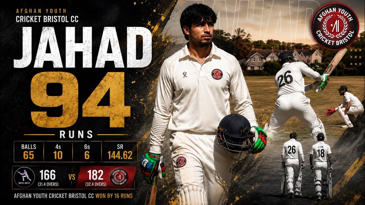  94 RUNS MASTERCLASS 🔥 | Jahad Dominates for Afghan Youth Cricket Bristol CC 🏏 #foryou #explorepage 