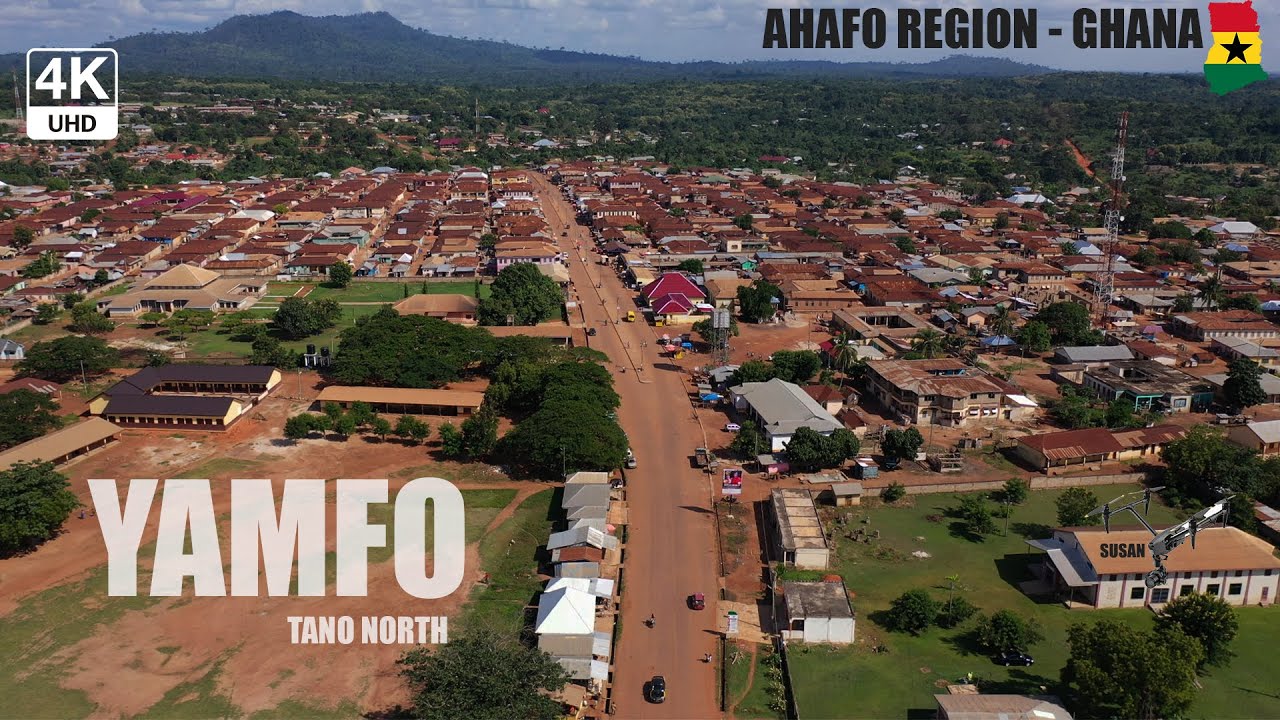 Yamfo Aerial View in the Tano North Ahafo Region of Ghana 4K