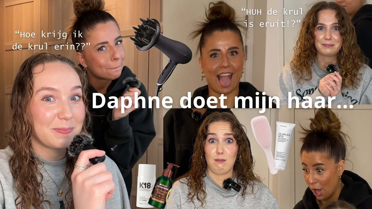 Vriendin met steil haar doet mijn krullen routine 😬 😅