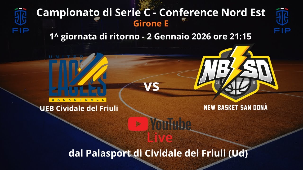 UEB Cividale del Friuli vs New Basket San Donà - 1^ giornata di ritorno Campionato Serie C  02/01/26