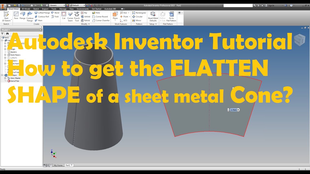 Autodesk Inventor tutorial - flatten part - Cone
