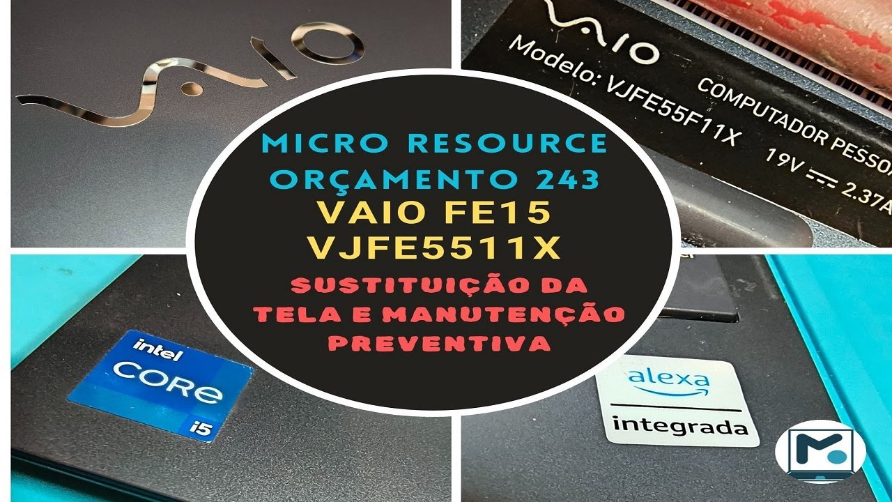 Vaio FE15 VJFE5511X Troca da tela LCD danificada - Vídeo 1 - Abertura para a troca da tela