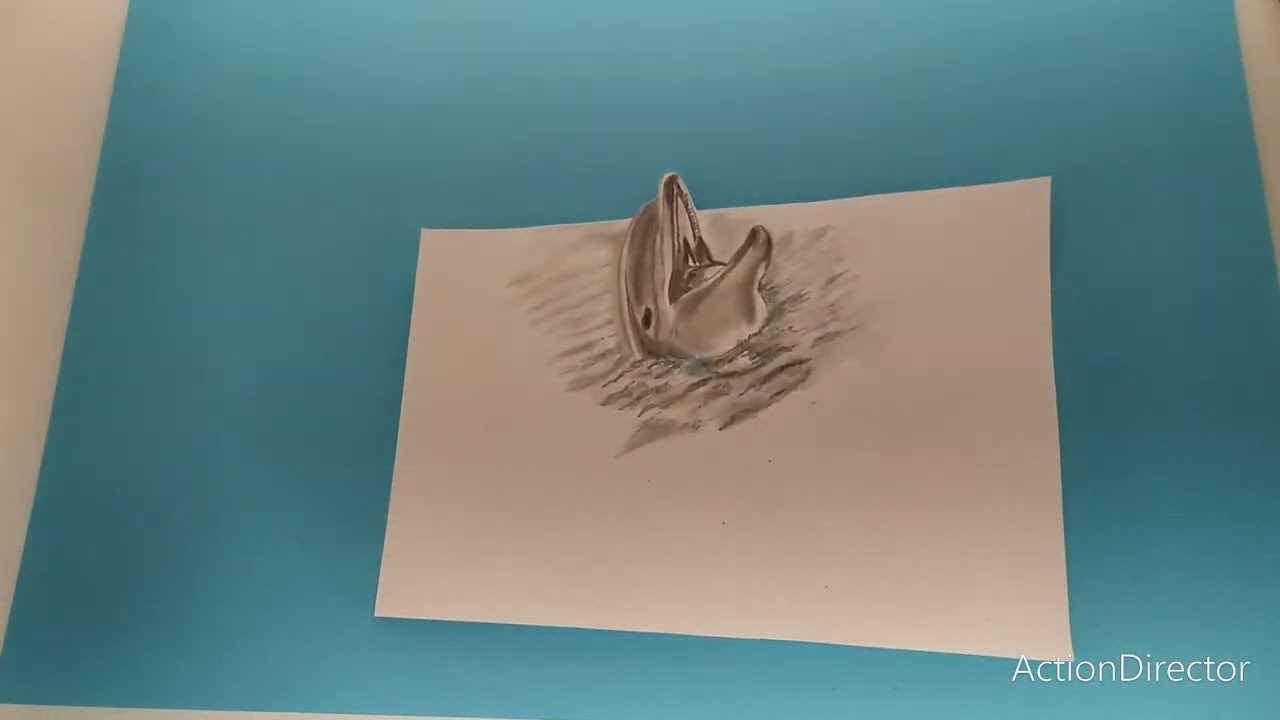 Arte 3D. Delfino sull'acqua!!! illusione ottica