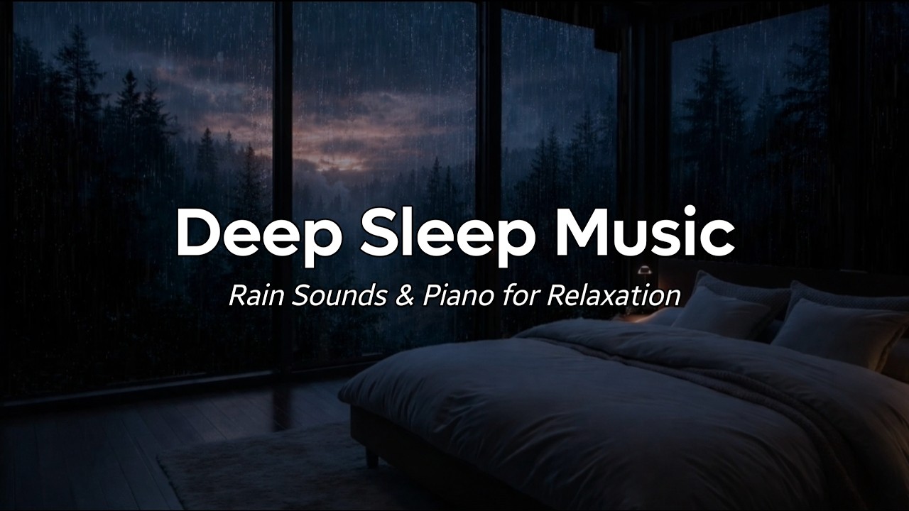 FALL ASLEEP INSTANTLY - Rainy Night Ambience with Soft Piano for Stress Relief
