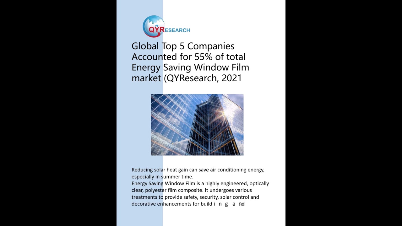Global Top 5 Companies Accounted for 55% of total Energy Saving Window Film market (QYResearch, 2021