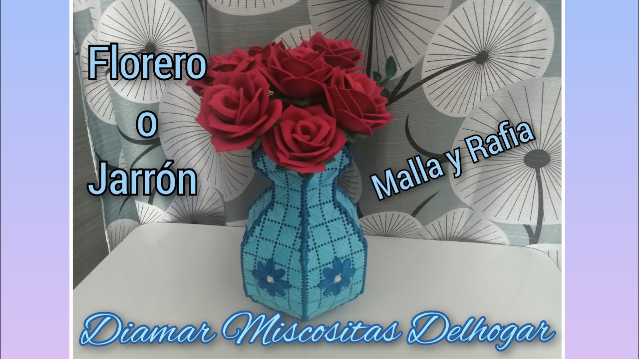 Florero de malla y Rafia, como hacer jarrones de malla plástica paso a paso.