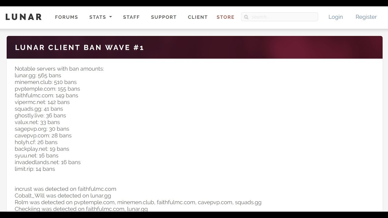 Lunar Client Banwave - FAMOUS PLAYERS BANNED (CALVIN, DREAMER, & MORE)