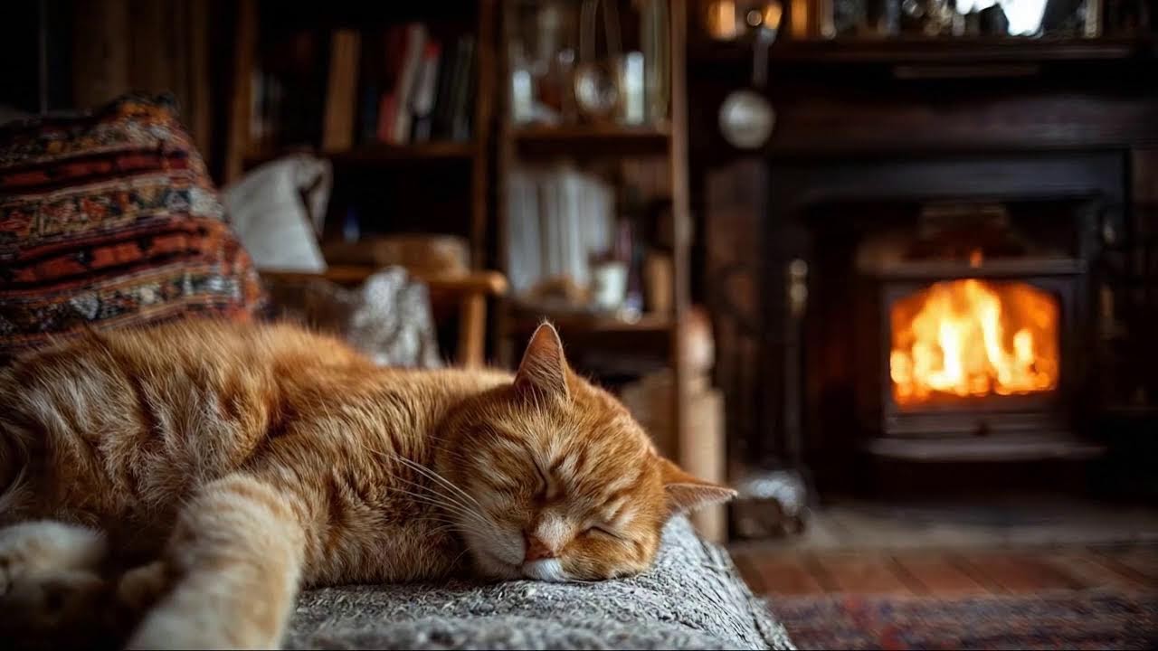 Cozy Winter Jazz with Sleeping Cats ❄️🐱 | Snowy Background Music for Calm Focus