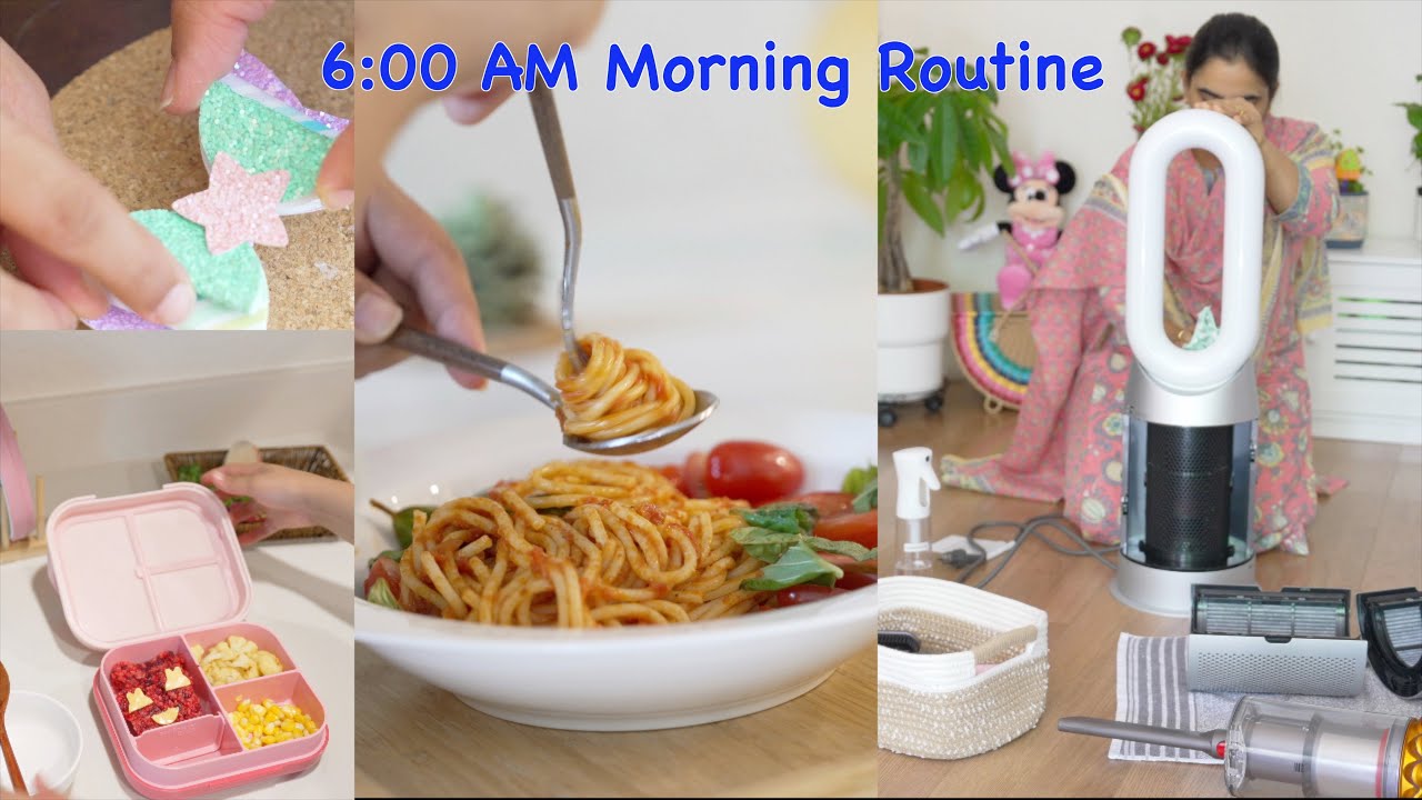 Diligent morning routine starts 6:00 AM⏰ |Kids lunch/snack box🍱|DIY hair clip 🎀Cooking🥘 |Cleaning