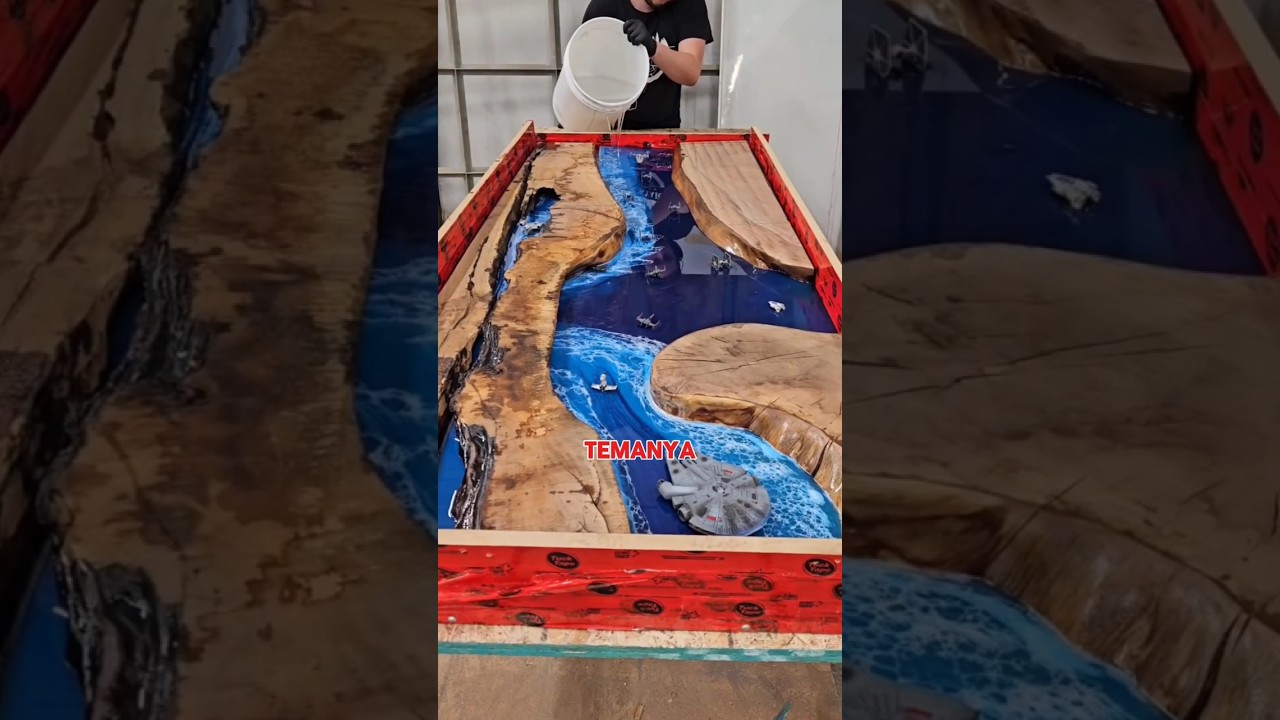 Pembuatan Meja Resin Berbentuk Lautan Nyata 😲🌊