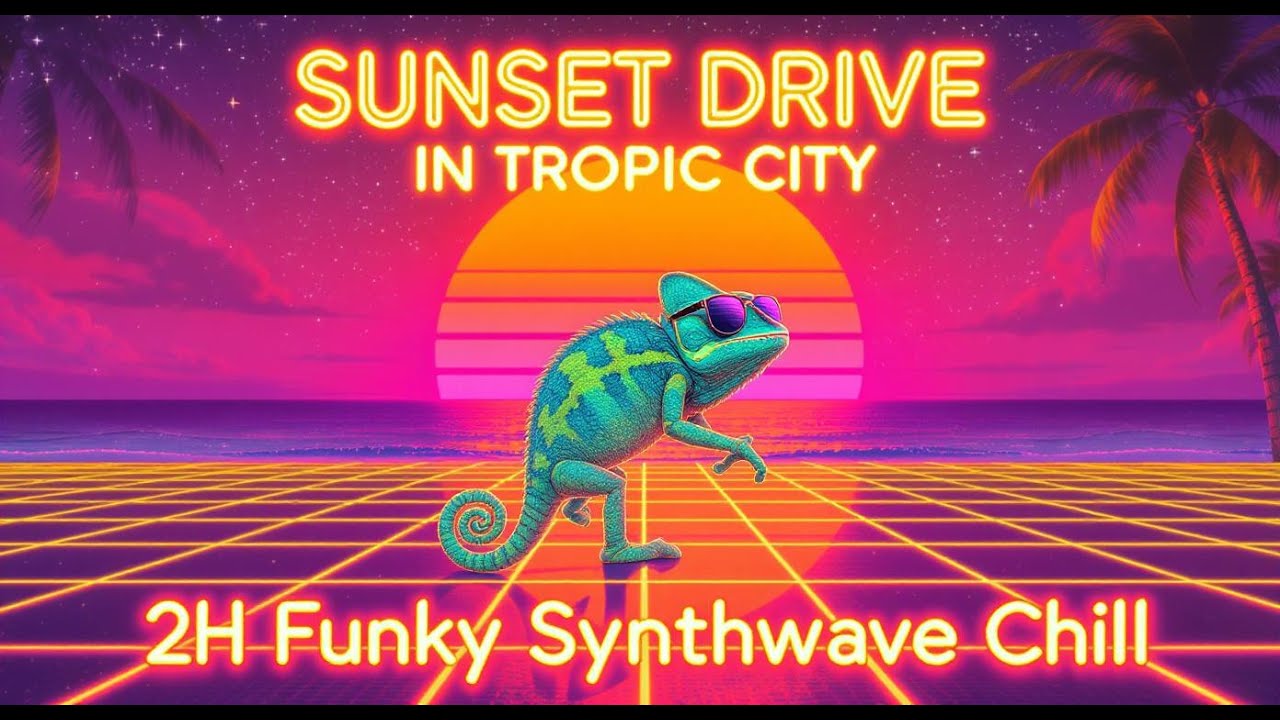 🎵 Sunset Drive in Tropic City &ndash; 2H Funky Synthwave & Caribbean Chill | Tropical 80s Vibes