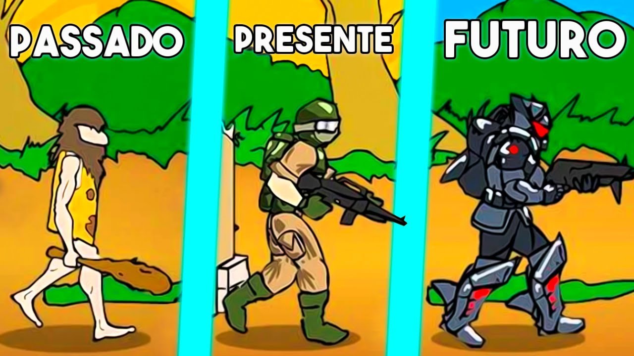 A GUERRA QUE COMEÇA NA PRÉ-HISTÓRIA E VAI ATÉ O FUTURO → Age of War [ jogos de celular ] 📱🎮