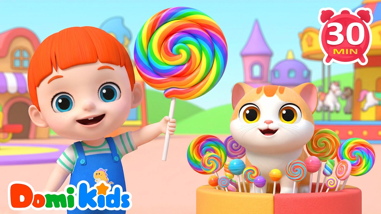 Colorful Lollipop | Hand Wash Song 🍭 | Educational Nursery Rhymes | Domi Kids