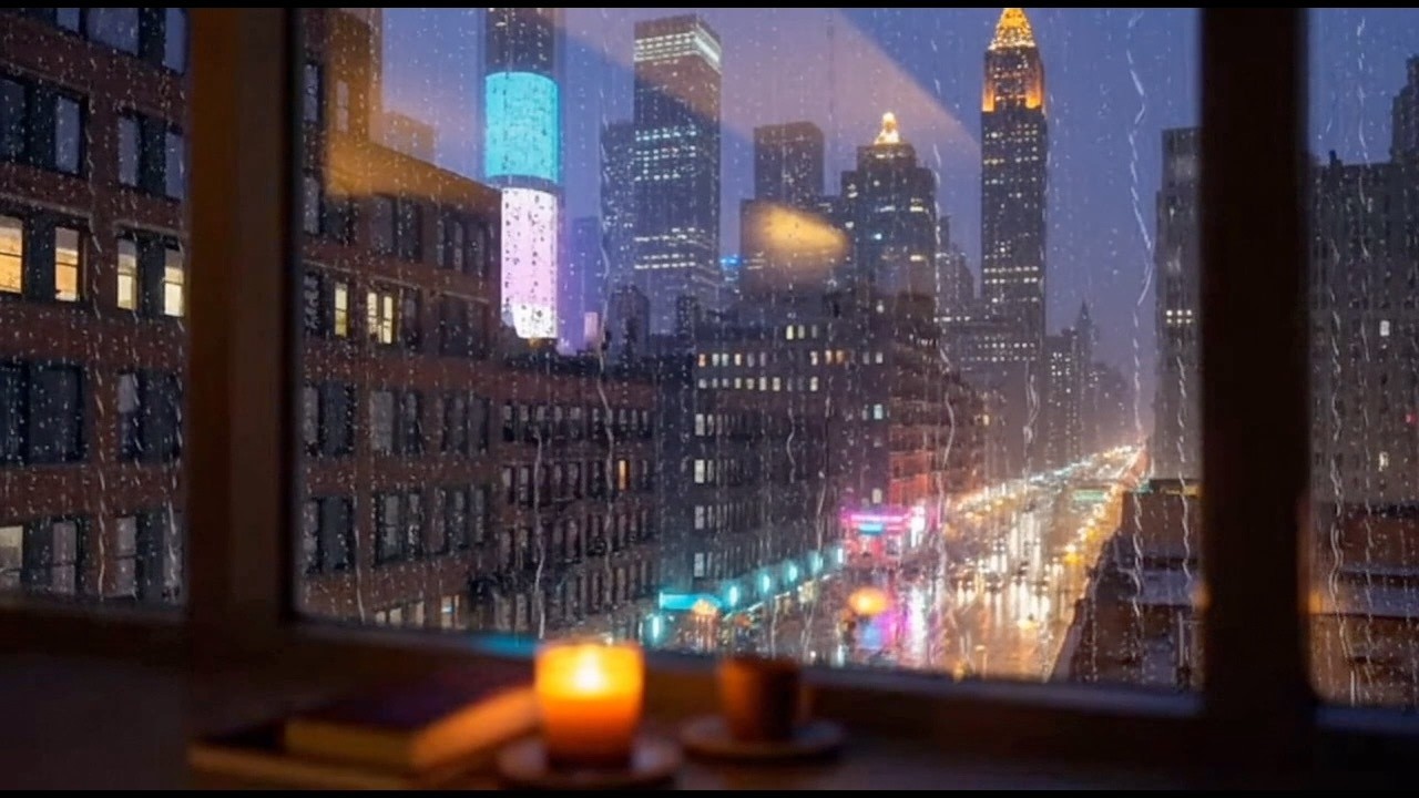 Gentle  Rain ☔️ Thunder  in New York City. Perfect for relaxing , 😴 sleeping or studying 📚 3 hours! 