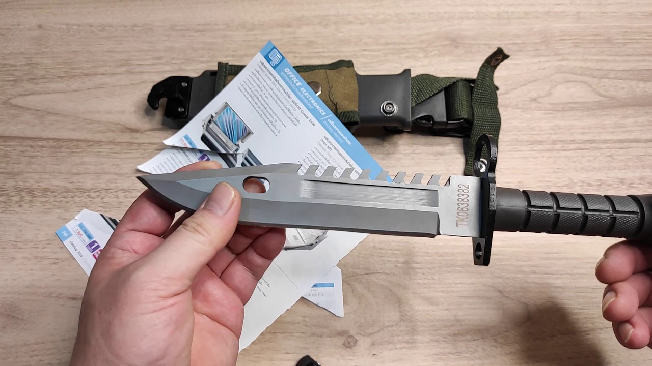 มีดพก M9 Bayonet สำเนาจีน - โชว์ และ ทดสอบตัดให้ดูครับ