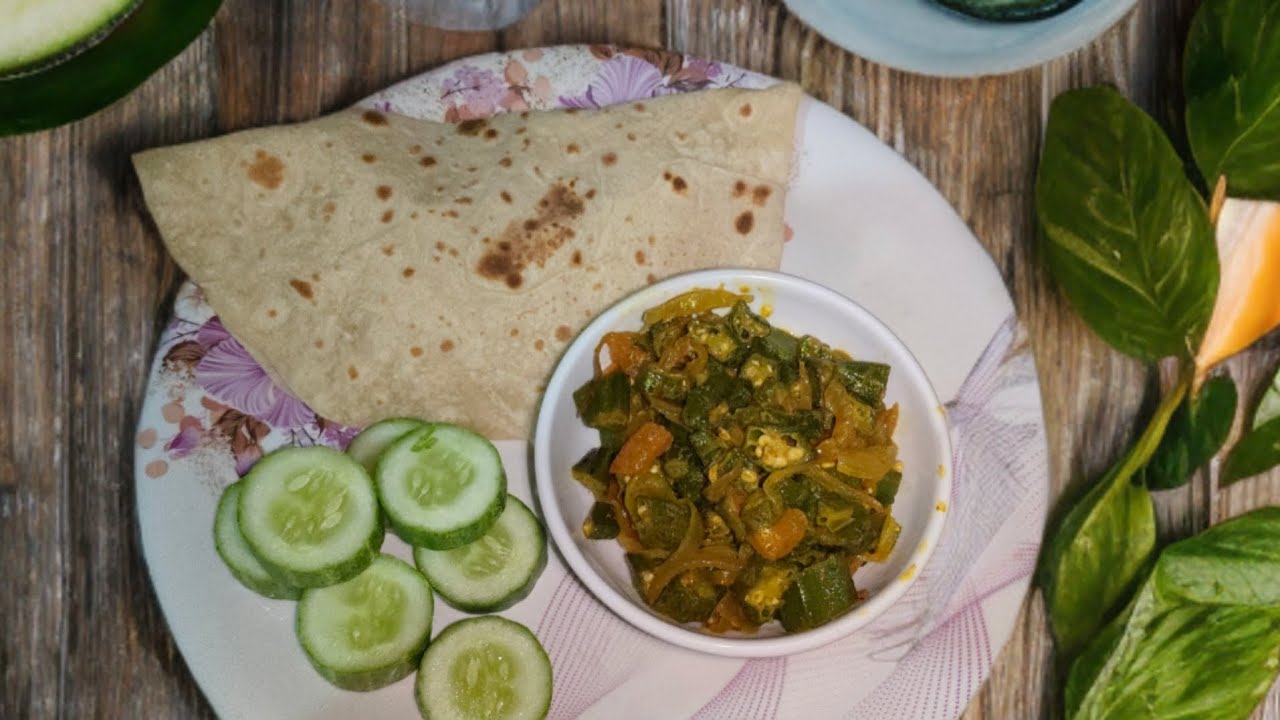 Simple bhendi fry with chapati recipe l bhendi sukka l quick and easy to make ll
