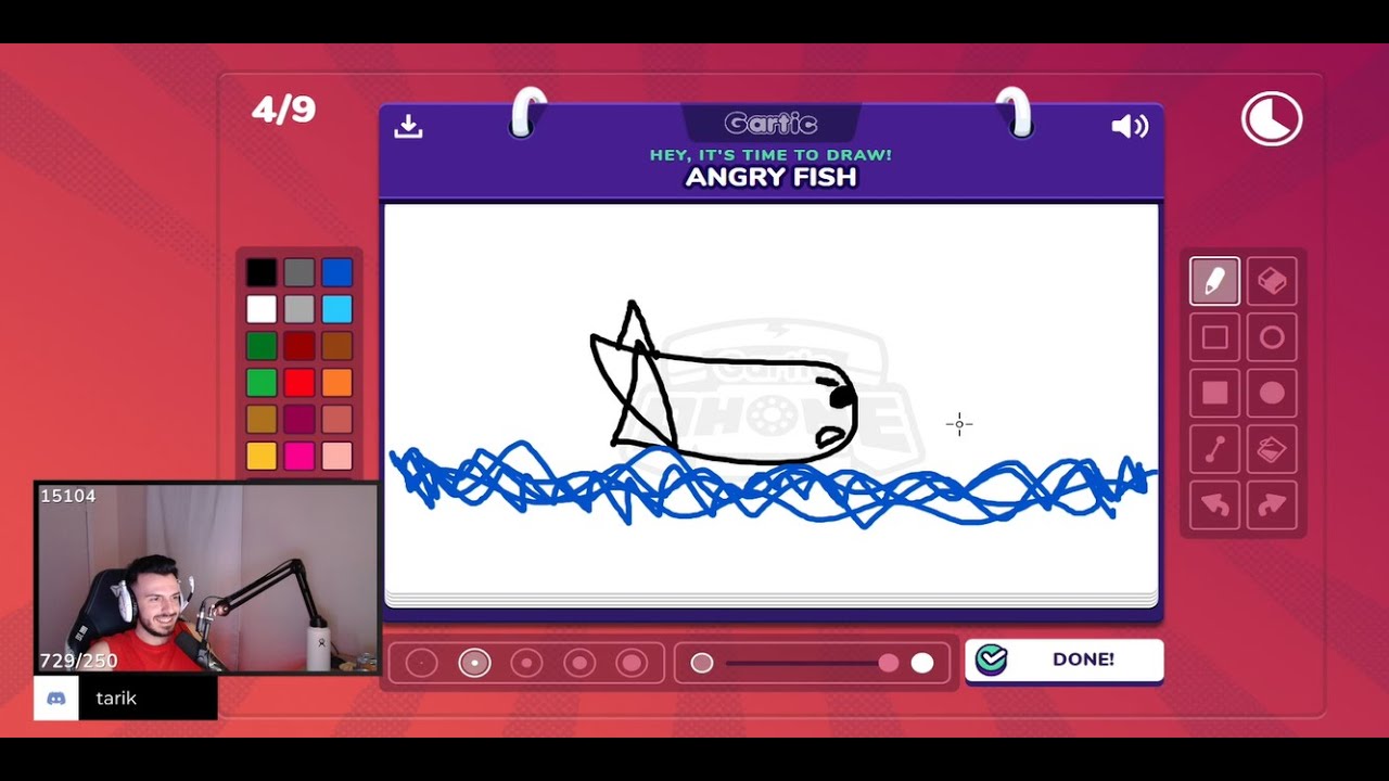 Tarik plays GarticPhone on birthday stream.