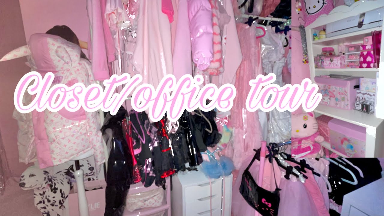 🎀Pink kawaii office/closet tour