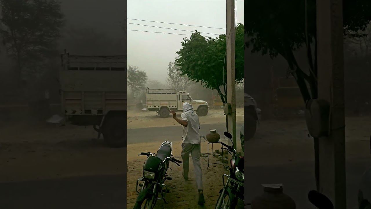 powerfull thunderstorm 😟 😰 in bhadra rajasthan india #thunderstorm #highwinds #cresh #bhadra