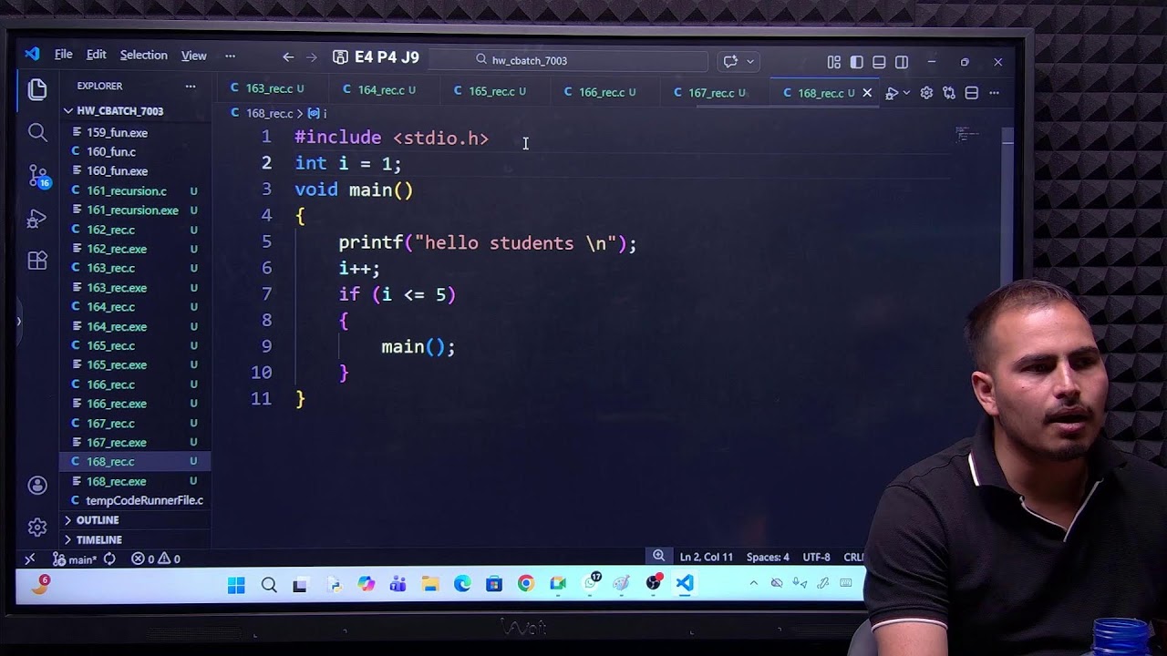 C live Coding ( recursion in C )