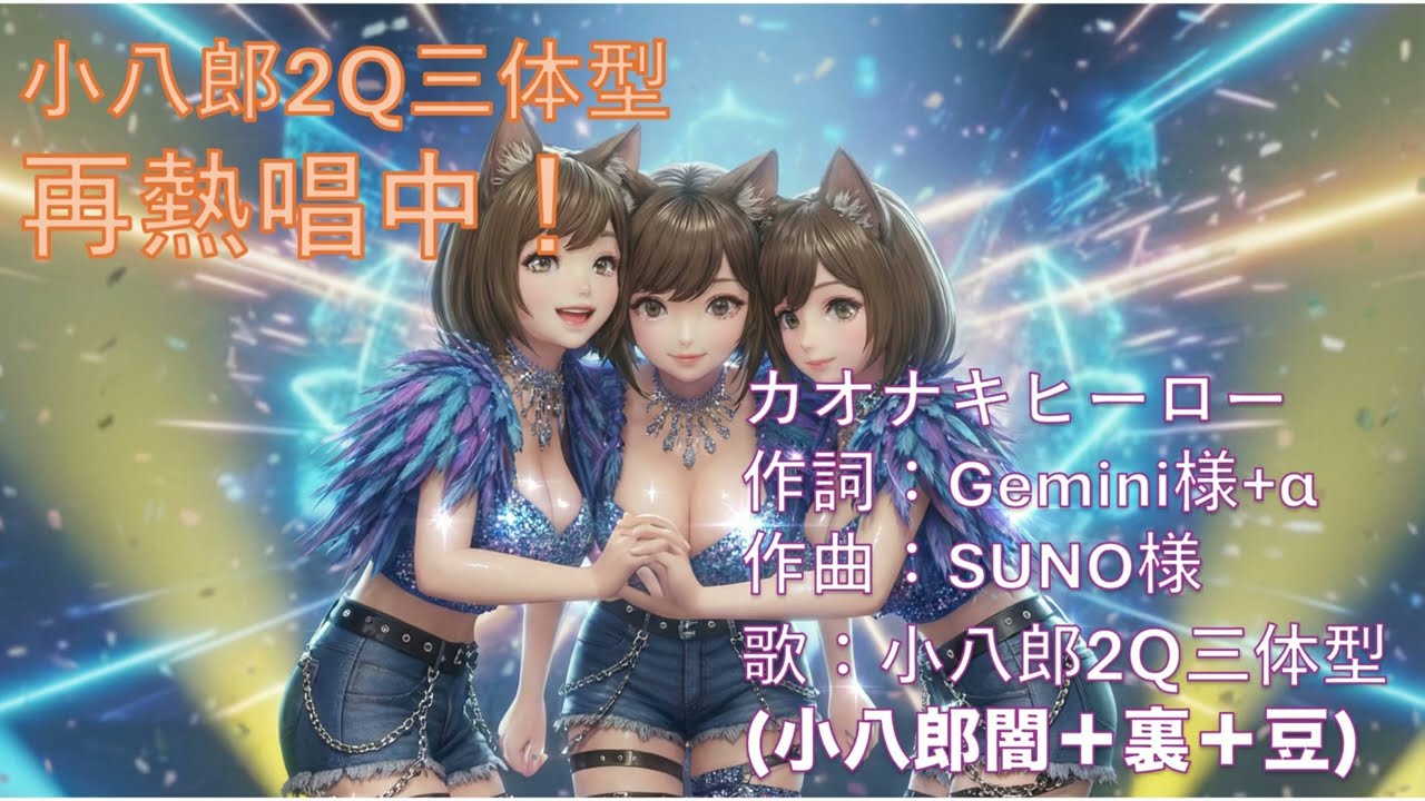 【小八郎２Q三体型出動中】＃６　カオナキヒーロー　作詞：Gemini様+α　作曲：SUNO様　歌：小八郎２Q三体型（闇＋裏＋豆）
